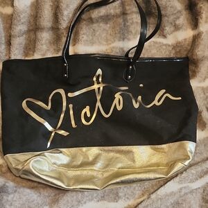 Victoria's Secret Black and Gold Tote Luxurious Design